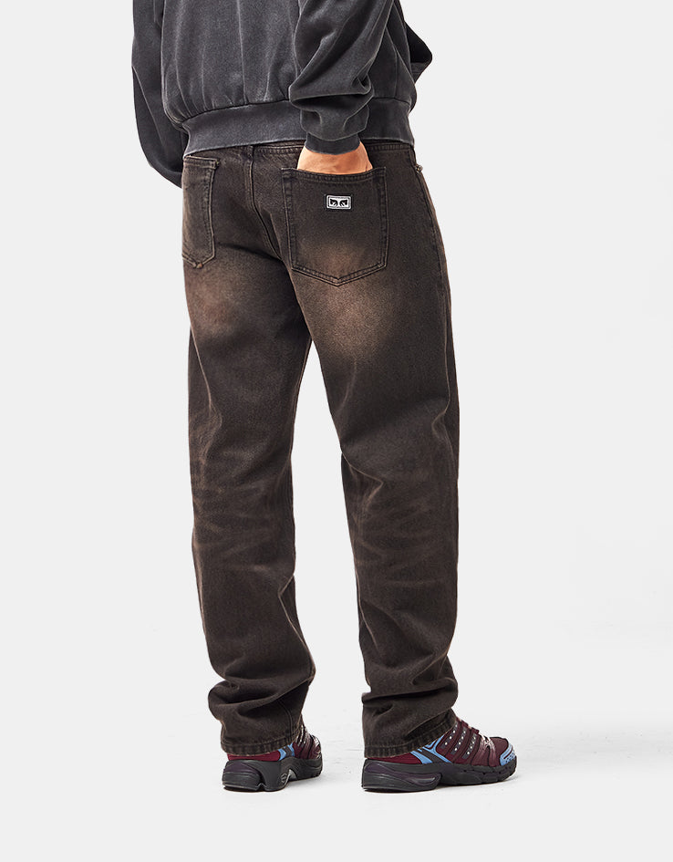Obey Studded Boxcar Straight Leg Denim - Black Rust Wash