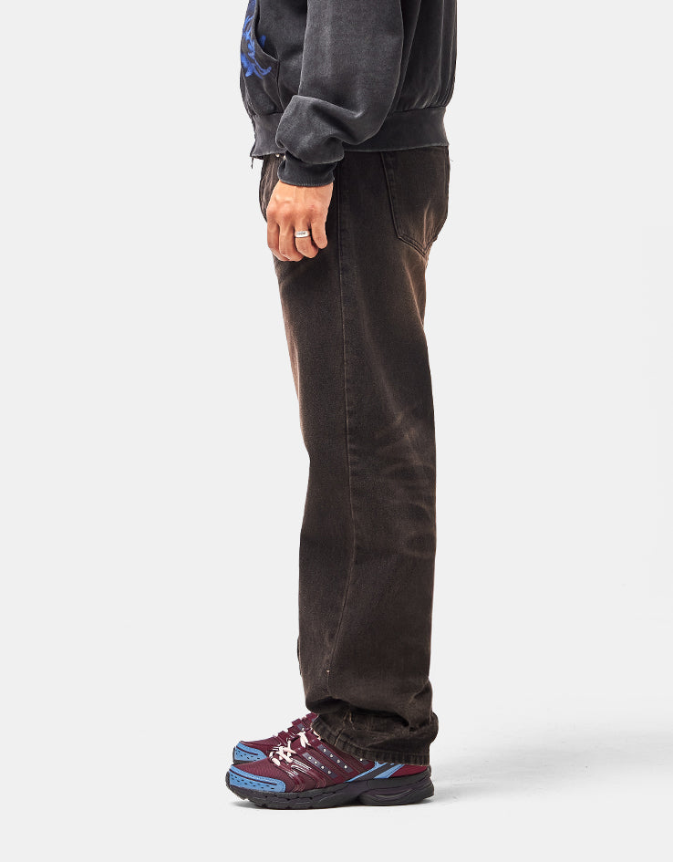 Obey Studded Boxcar Straight Leg Denim - Black Rust Wash