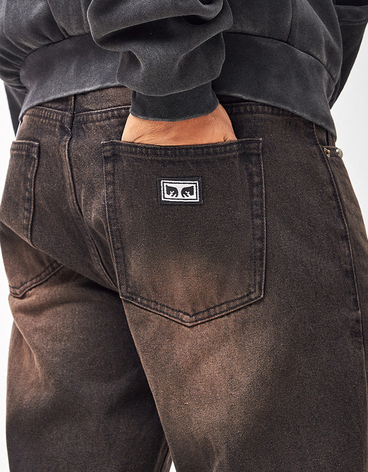 Obey Studded Boxcar Straight Leg Denim - Black Rust Wash