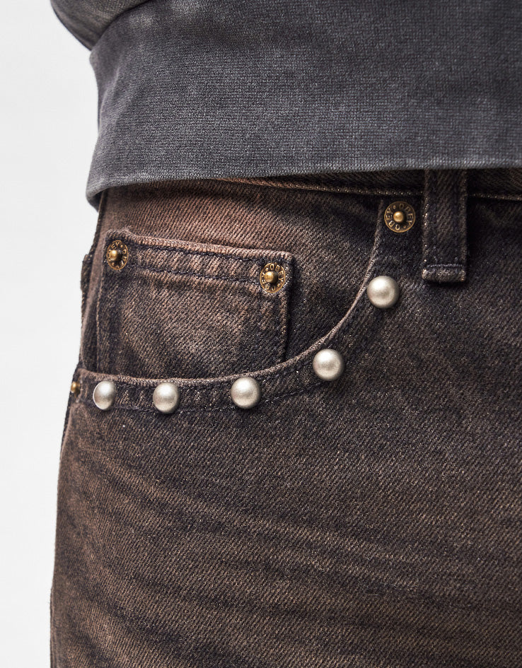 Obey Studded Boxcar Straight Leg Denim - Black Rust Wash