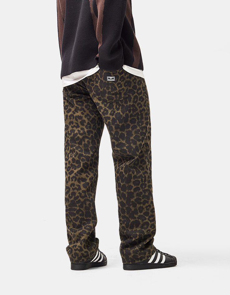 Obey Studded Boxcar Straight Leg Denim - Dark Leopard