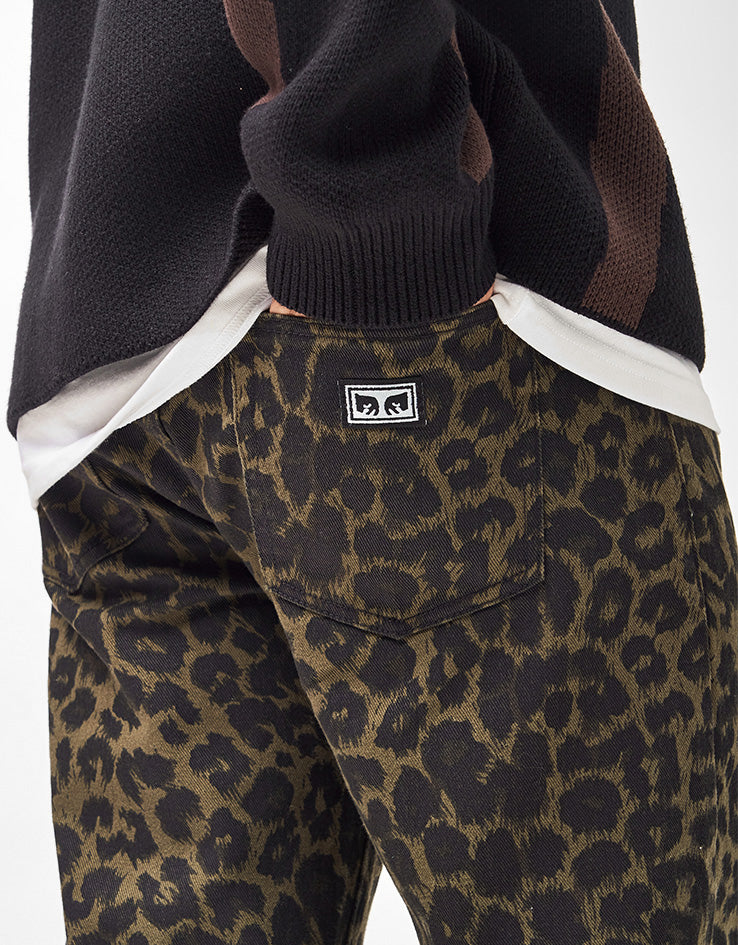 Obey Studded Boxcar Straight Leg Denim - Dark Leopard