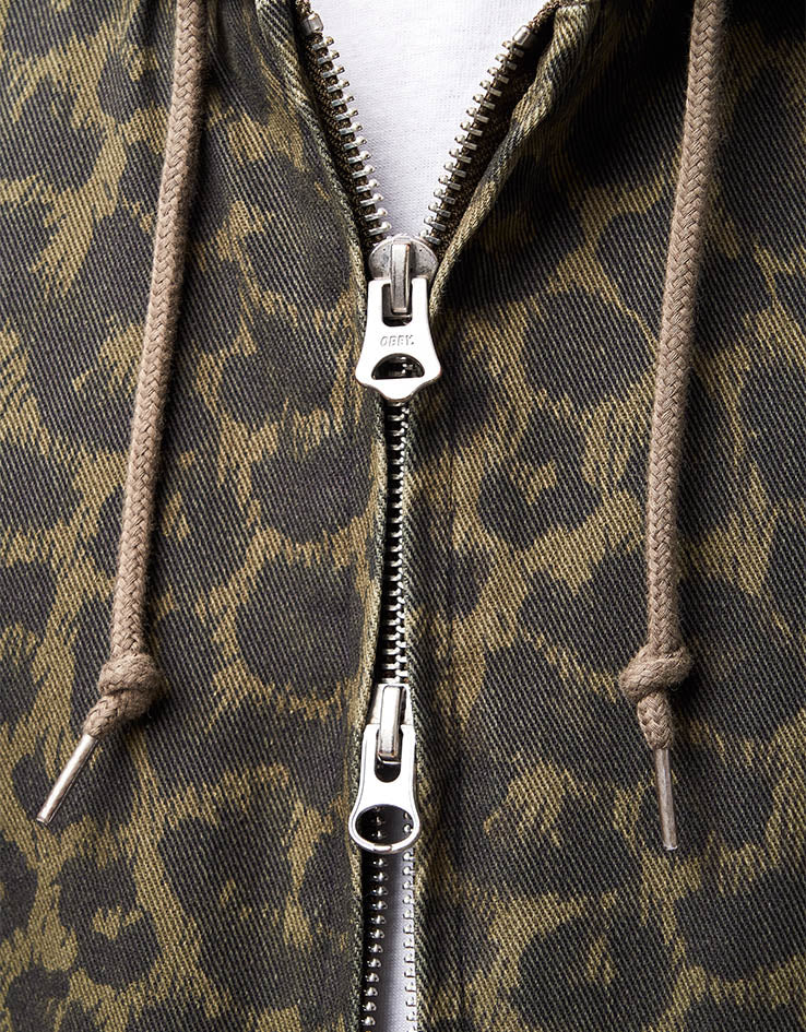 Obey Studded Zip Up Jacket - Dark Leopard