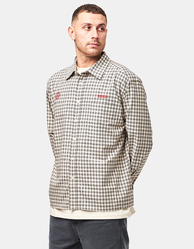 Woodbird Buzo EMB Check L/S Shirt - Off White