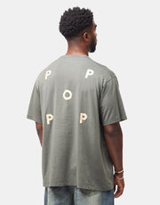 Pop Trading Company Logo T-Shirt - Washed Charcoal/White Pepper