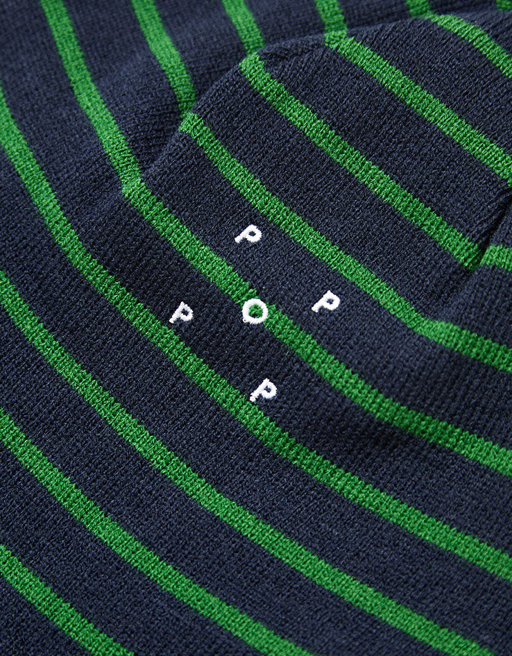 Pop Trading Company Reversible Earflap Beanie - Navy/Juniper