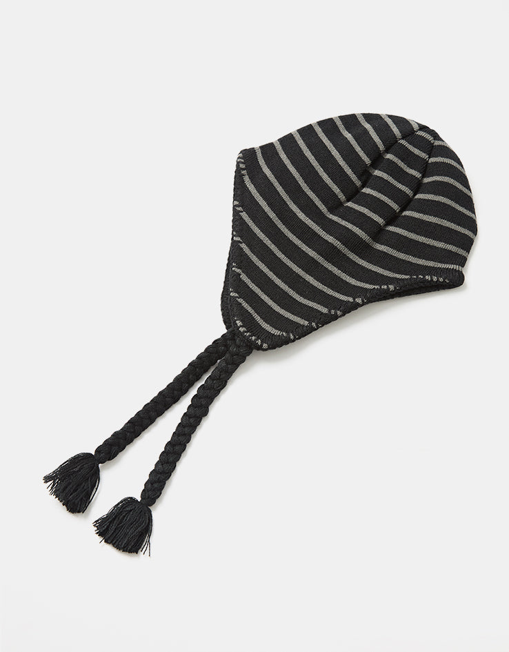 Pop Trading Company Reversible Earflap Beanie - Black/Charcoal