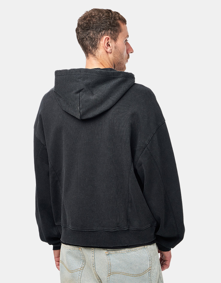 Dime MTL Distressed Terry Zip Hoodie - Acid Black