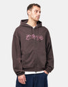 Dime MTL Distressed Terry Zip Hoodie - Acid Brown