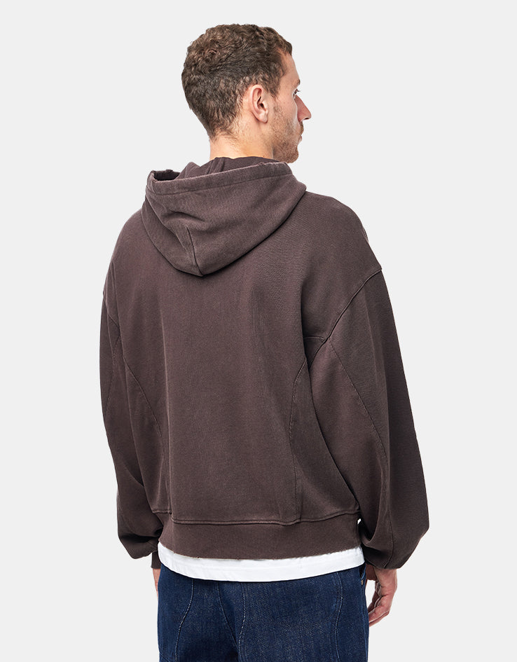 Dime MTL Distressed Terry Zip Hoodie - Acid Brown