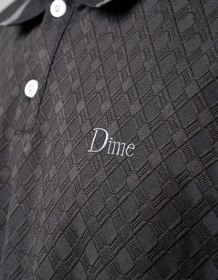 Dime MTL Jacquard L/S Polo - Black