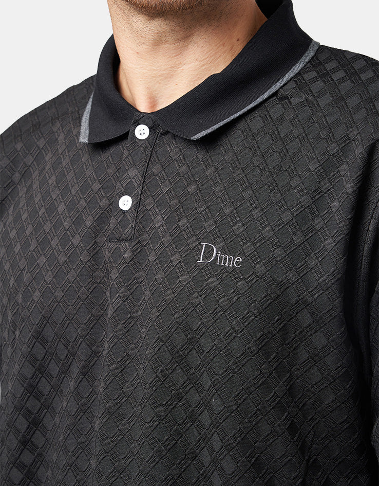 Dime MTL Jacquard L/S Polo - Black