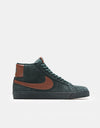 Nike SB Zoom Blazer Mid Skate Shoes - Black Spruce/Corduroy Brown-Black Spruce
