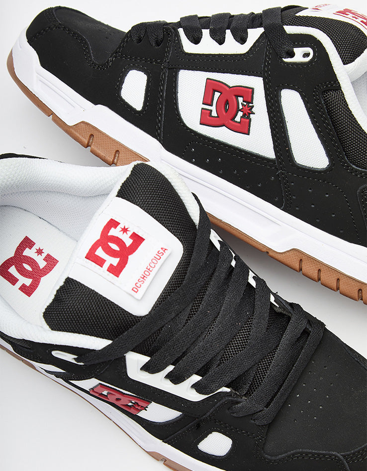 DC Stag Skate Shoes - Black/White/Red