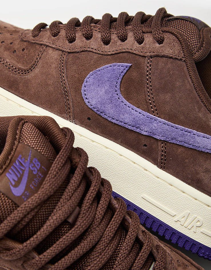 Nike SB 'Ben G' Air Force 1 SE Skate Shoes - Lt Chocolate/Court Purple-Sail