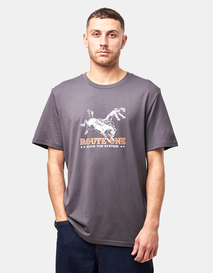 Route One Buck Organic T-Shirt - Anthracite