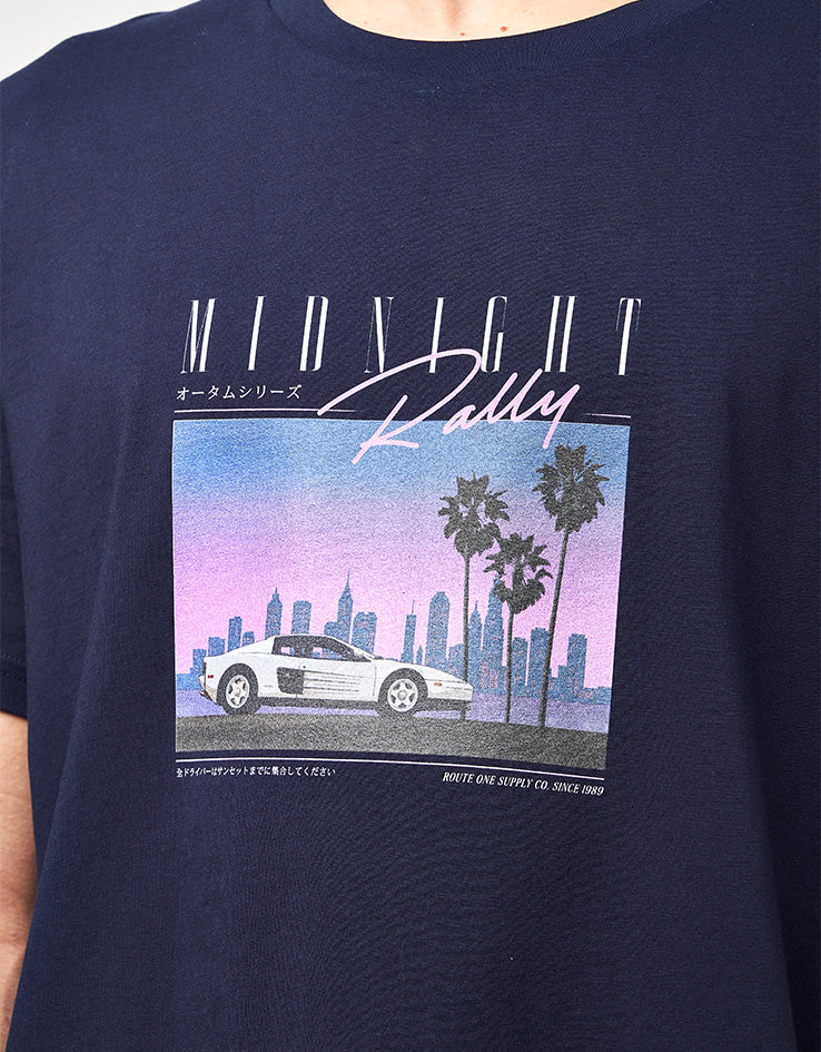 Route One Midnight Rally Organic T-Shirt - French Navy