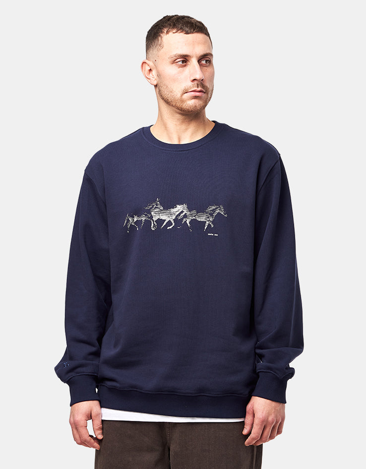 Route One Wild Horses Heavyweight Sweatshirt (400gsm) - Navy