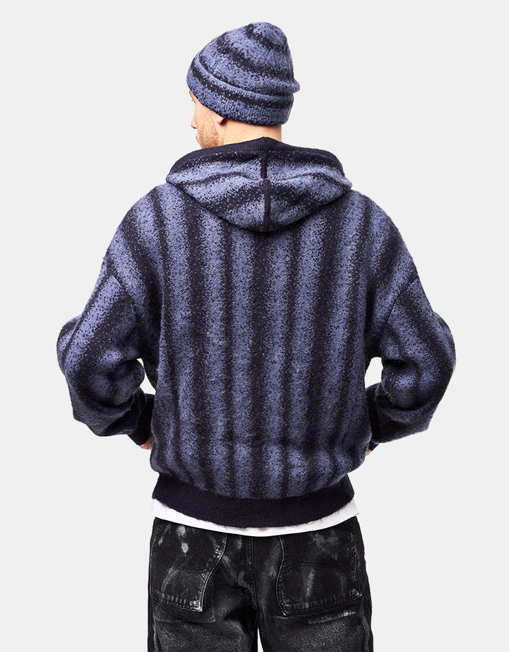 Dime MTL Mohair Striped Zip Hoodie - Blue