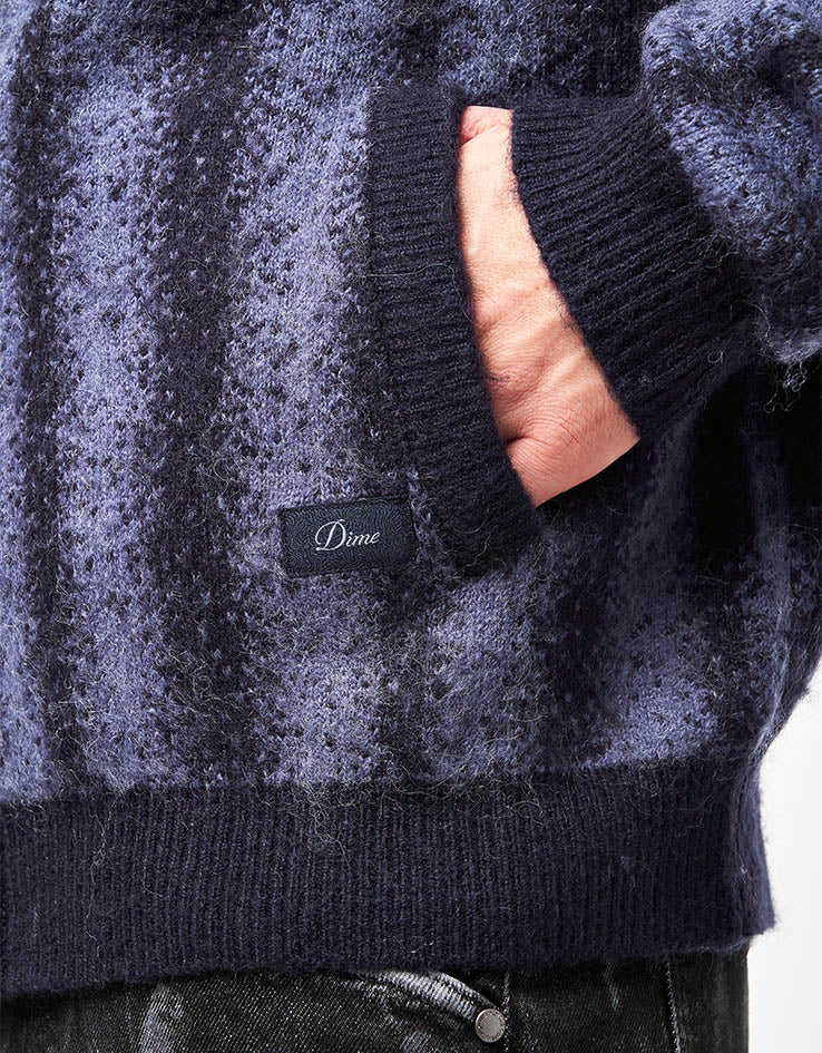 Dime MTL Mohair Striped Zip Hoodie - Blue