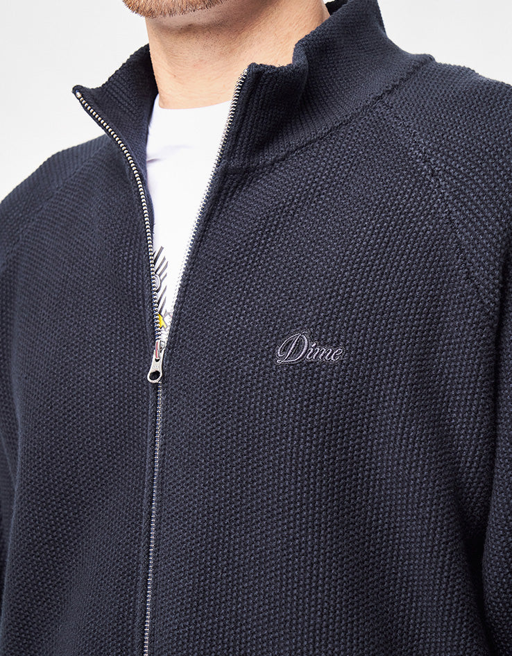 Dime MTL Knitted Pique Zip Sweater - Dark Navy