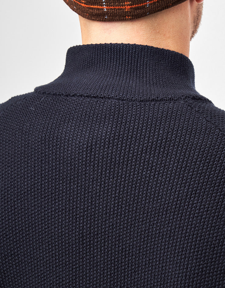 Dime MTL Knitted Pique Zip Sweater - Dark Navy