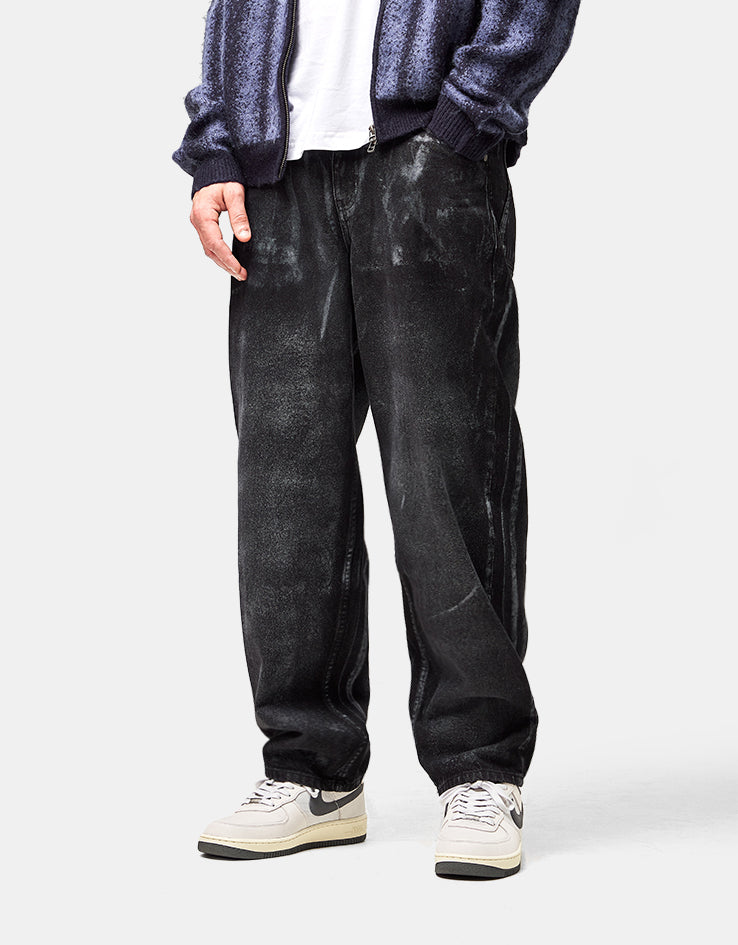 Dime MTL Baggy Denim Pants - Black (White Paint)