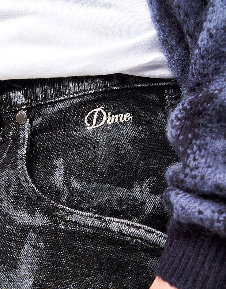 Dime MTL Baggy Denim Pants - Black (White Paint)