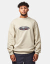 Route One Tag Heavyweight Sweatshirt (400gsm) - Stone (Red/Blue Plaid)