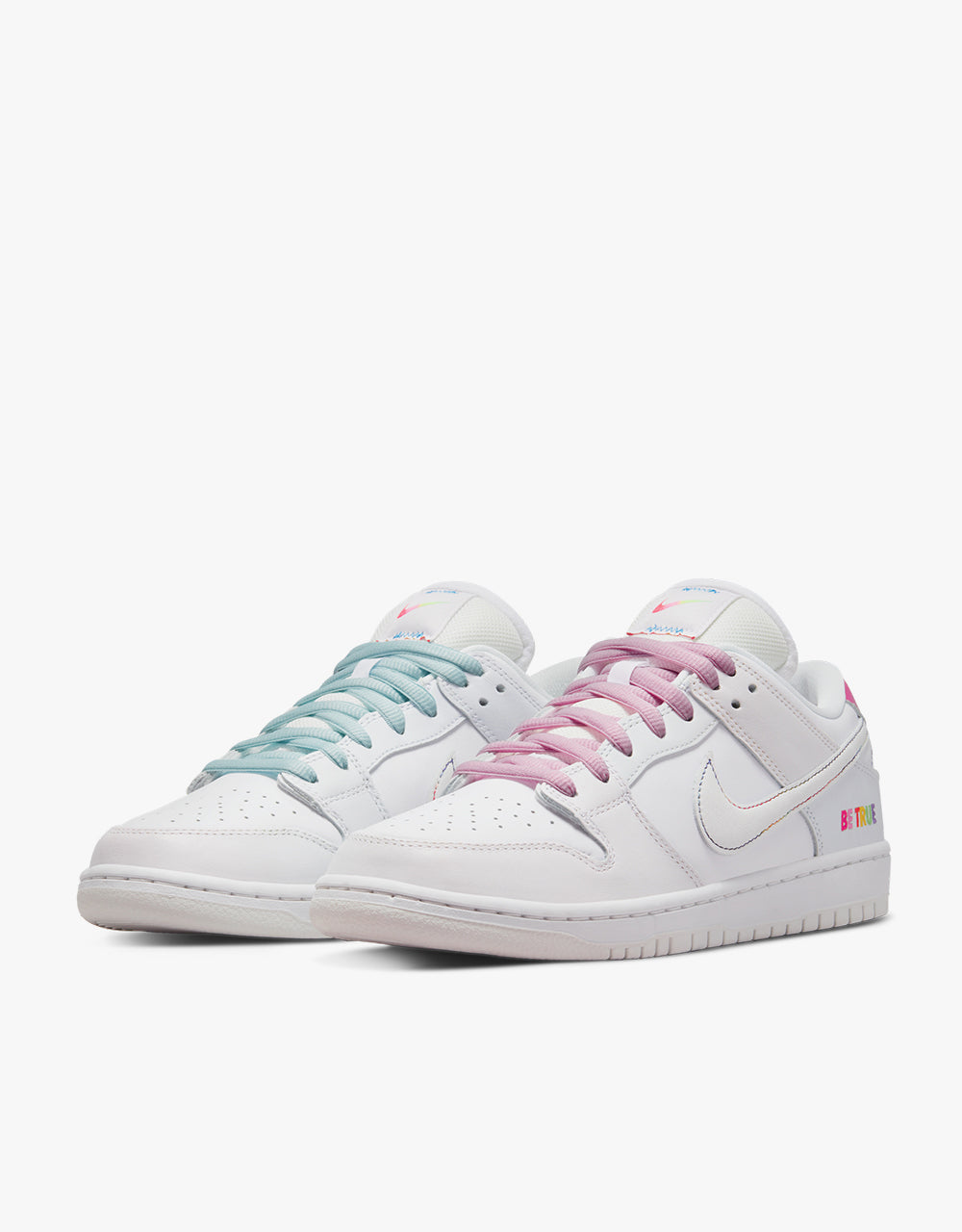 Nike SB 'Be True' Dunk Low Pro Skate Shoes - White/Summit White-Rainbow