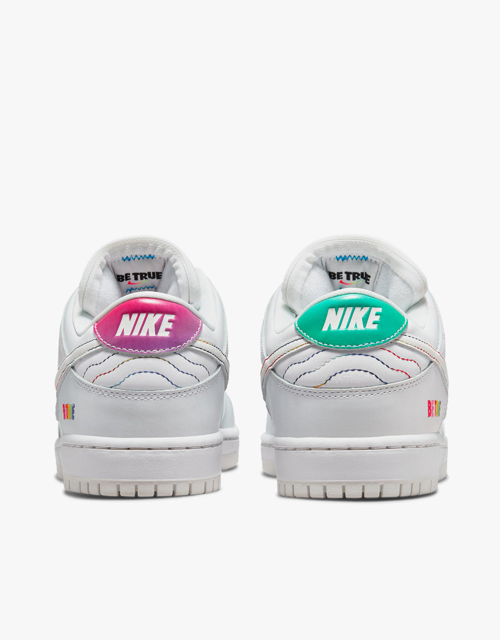 Nike SB 'Be True' Dunk Low Pro Skate Shoes - White/Summit White-Rainbow