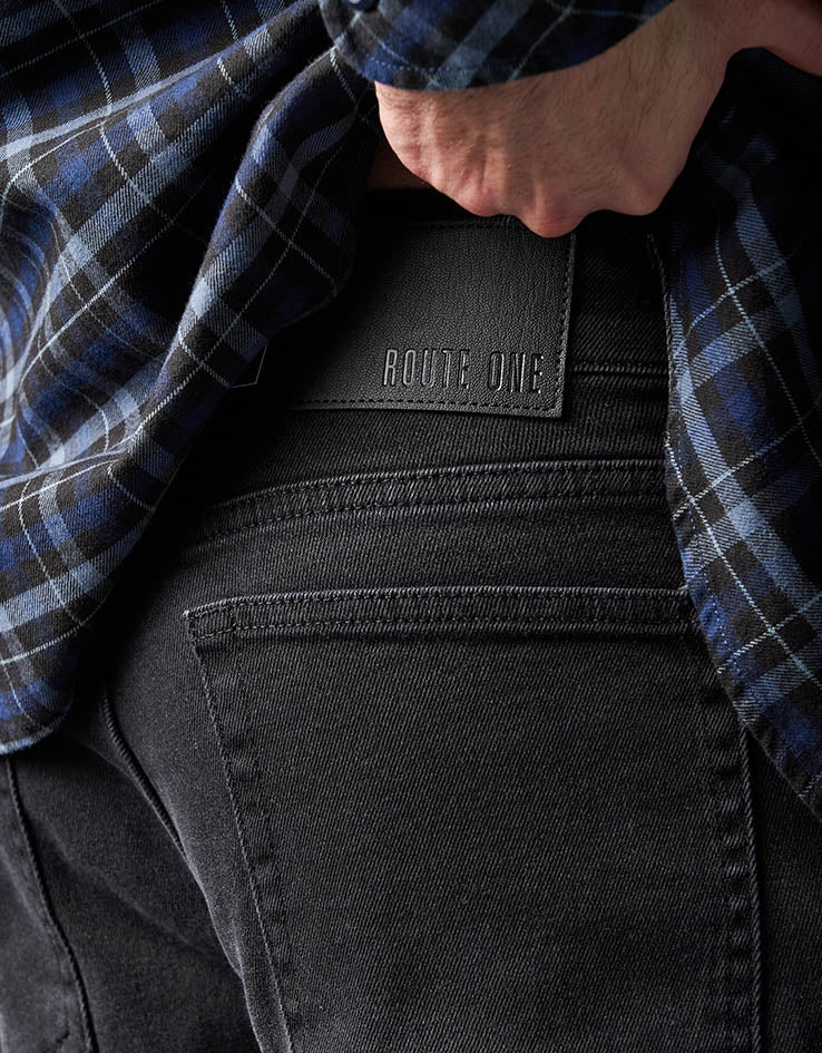 Route One Baggy Denim Jeans - Black