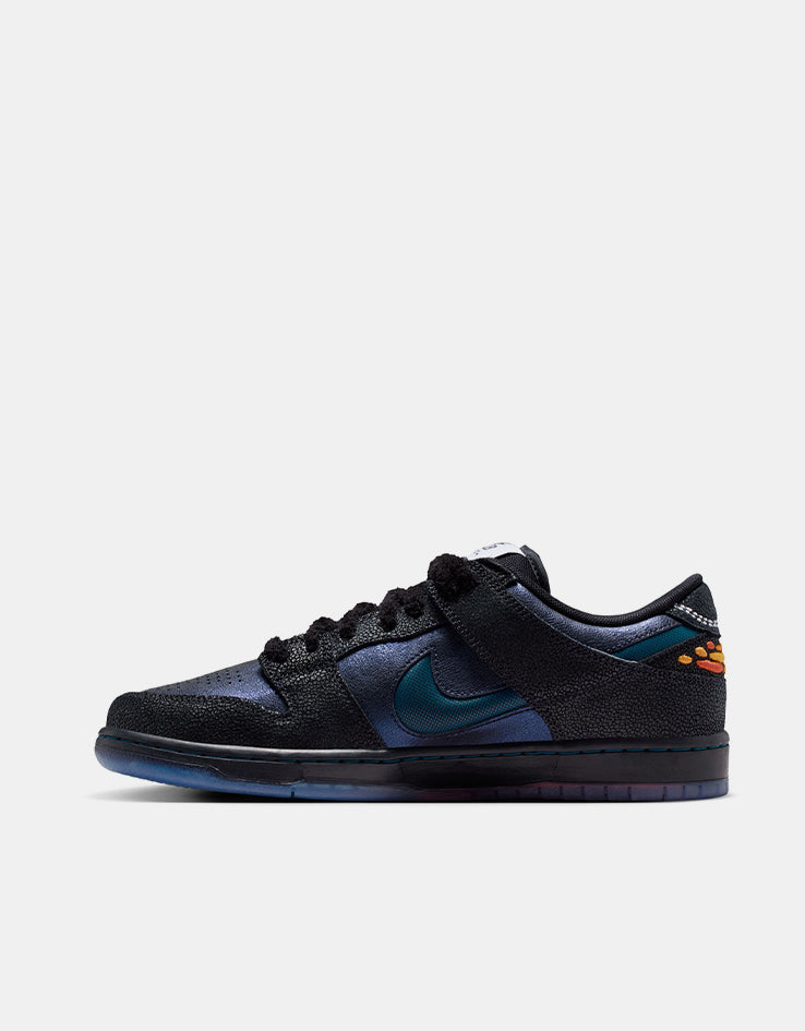 Nike SB 'Bluetile' Dunk Low Pro QS Skate Shoes - Black/Marina-White-Campfire Orange
