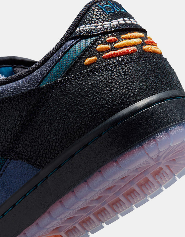 Nike SB 'Bluetile' Dunk Low Pro QS Skate Shoes - Black/Marina-White-Campfire Orange