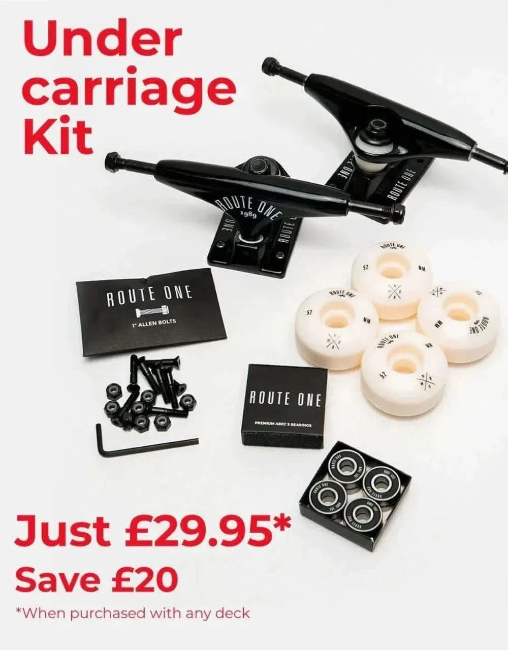 The Route One Undercarriage Kit Offer - £29.95 when you buy any Skateboard Deck
