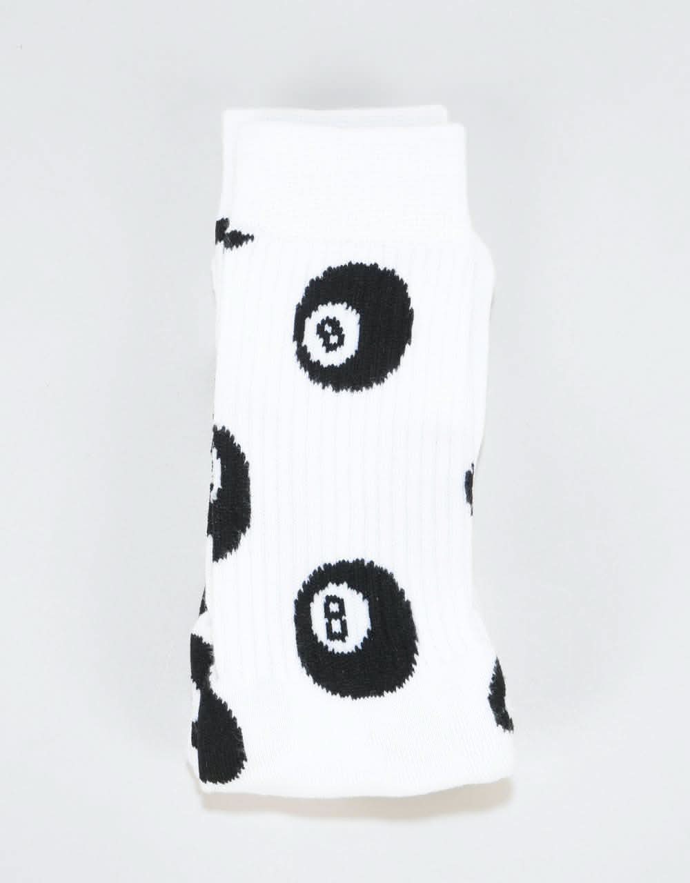 Route One 8 Ball Crew Socks - White
