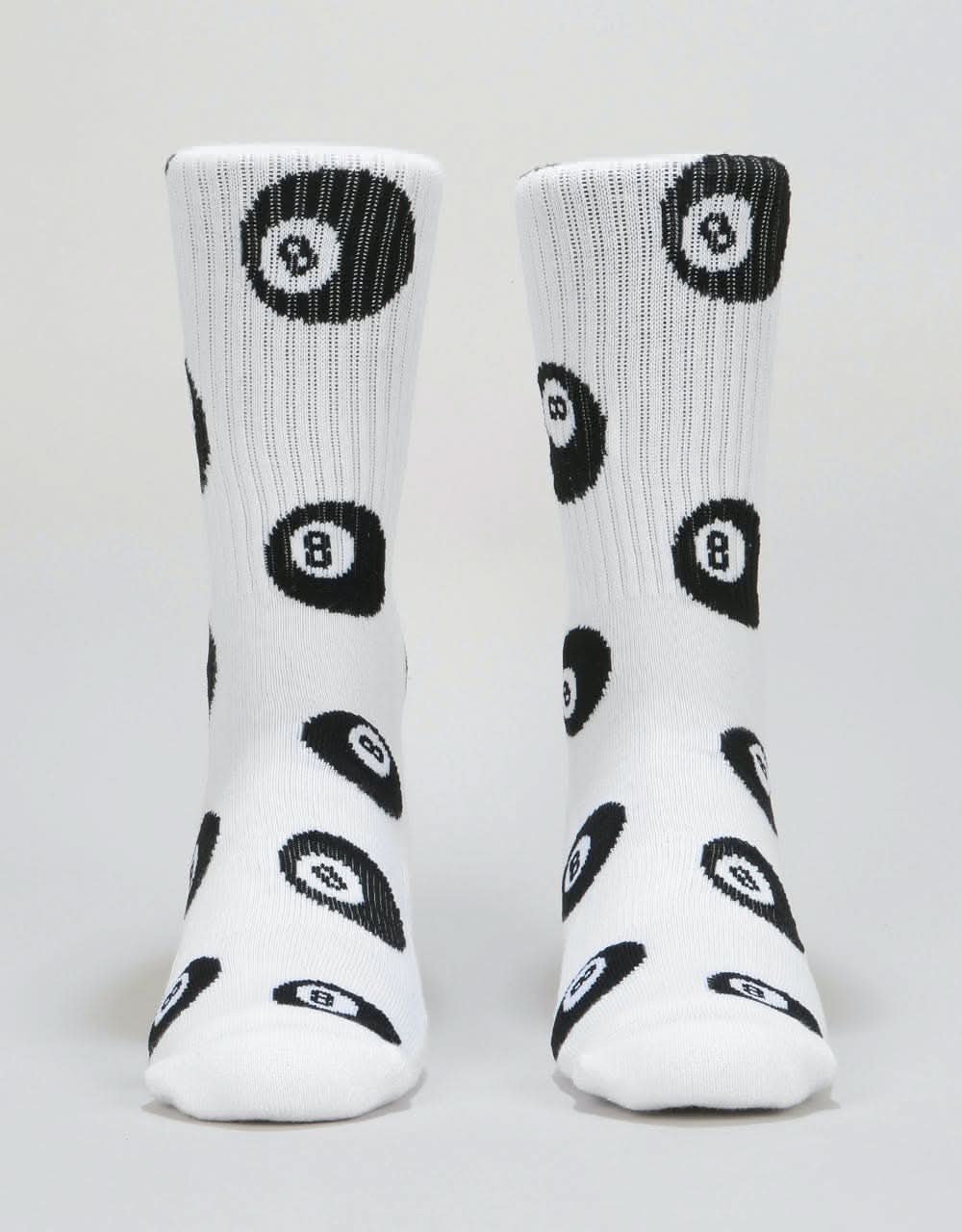 Route One 8 Ball Crew Socks - White