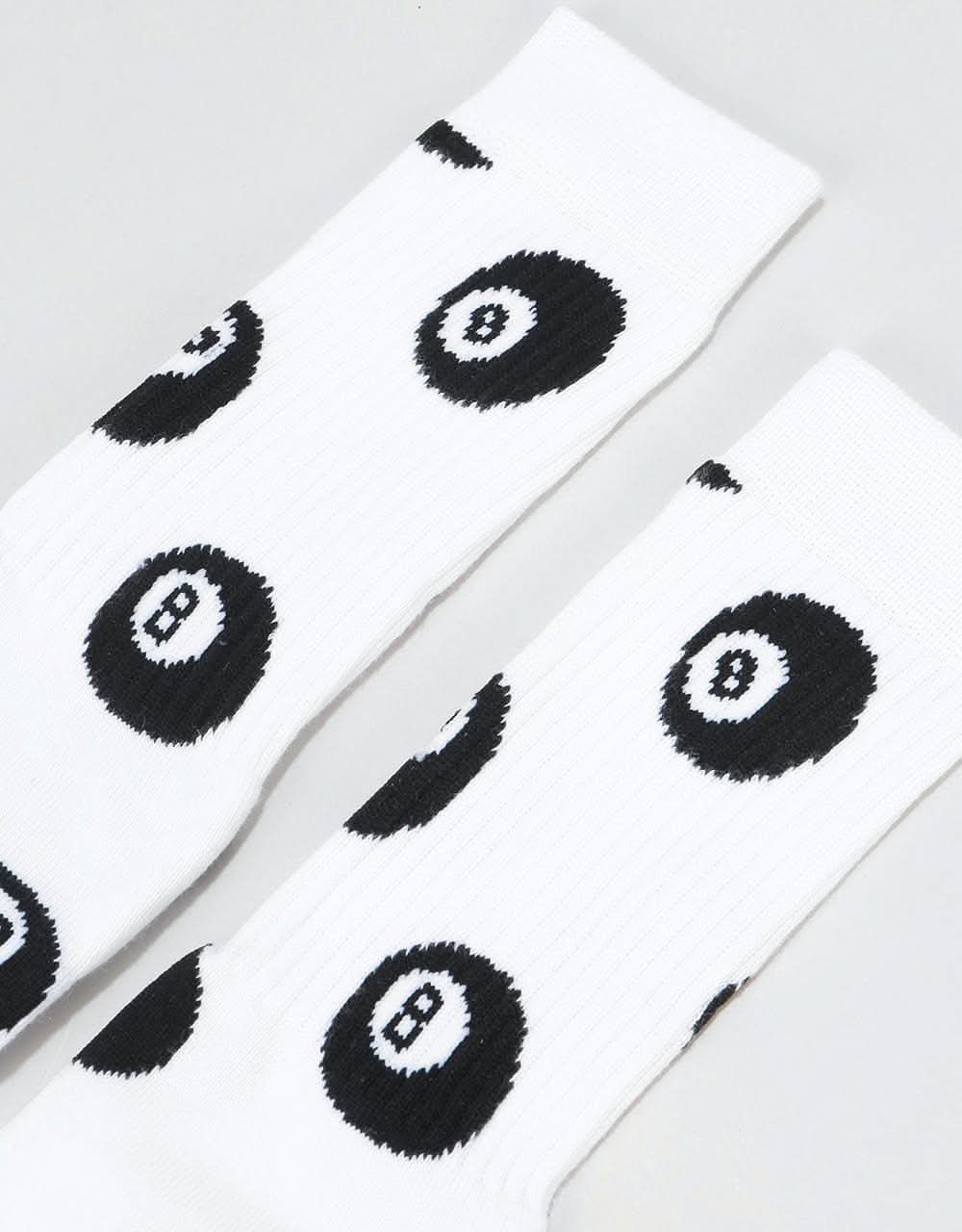 Route One 8 Ball Crew Socks - White