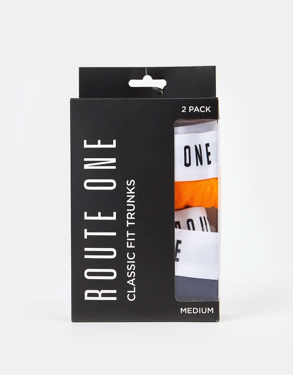Route One Classic Boxer Shorts 2 Pack - Orange Zest/Classic Navy