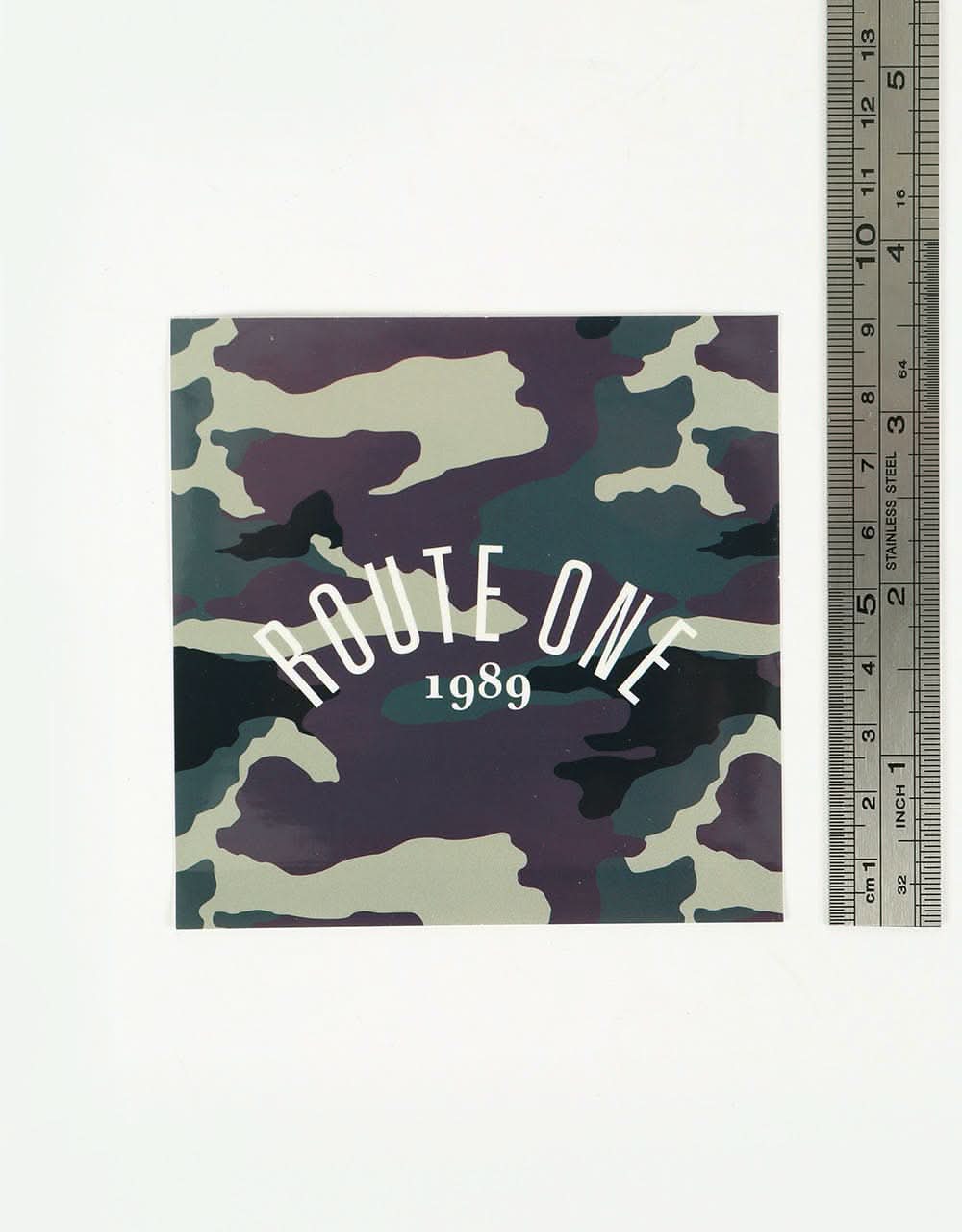 Route One Square Arch Logo Large Sticker - Camo