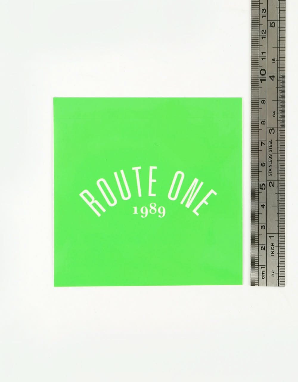 Route One Square Arch Logo Large Sticker - Olive/White
