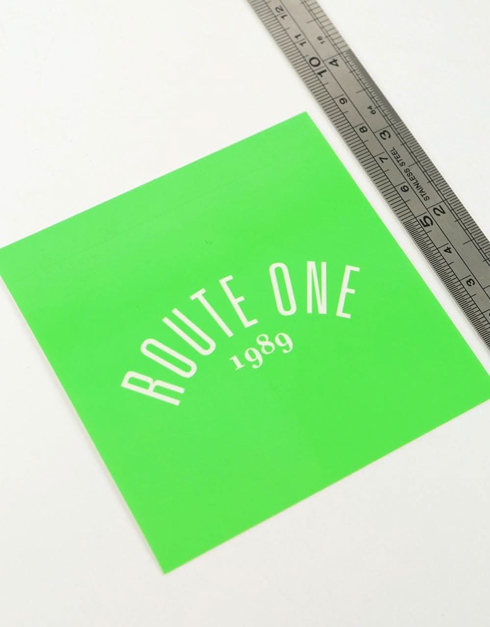 Route One Square Arch Logo Large Sticker - Olive/White