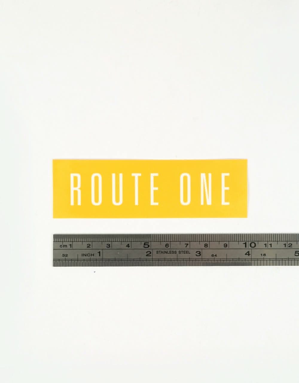 Route One Straight Logo Small Sticker - Orange/White