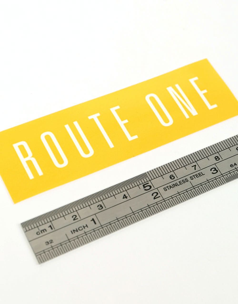 Route One Straight Logo Small Sticker - Orange/White