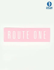 Route One Straight Logo Small Sticker - Pink/White