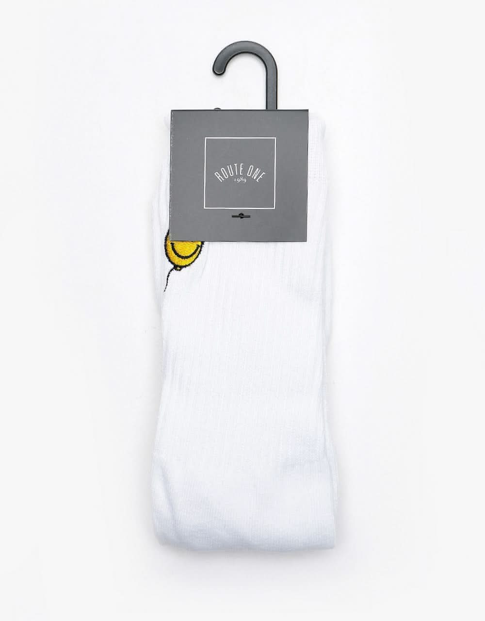Route One Happy Crew Socks - White