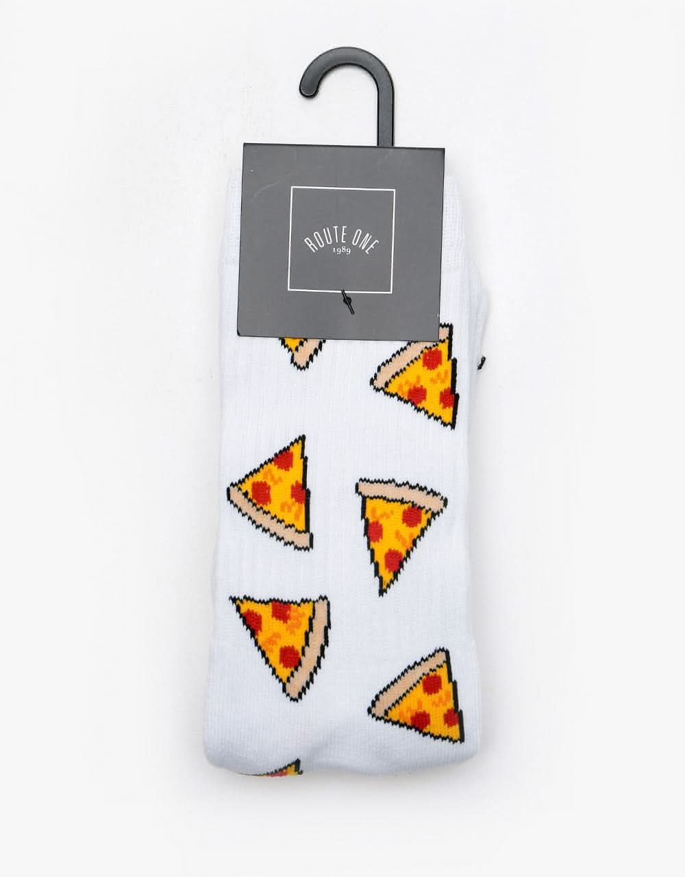 Route One Pizza Crew Socks - White