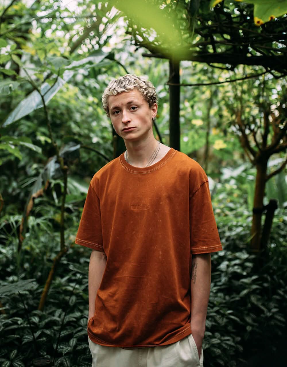 Route One Organic Contrast Stitch T-Shirt - Caramel