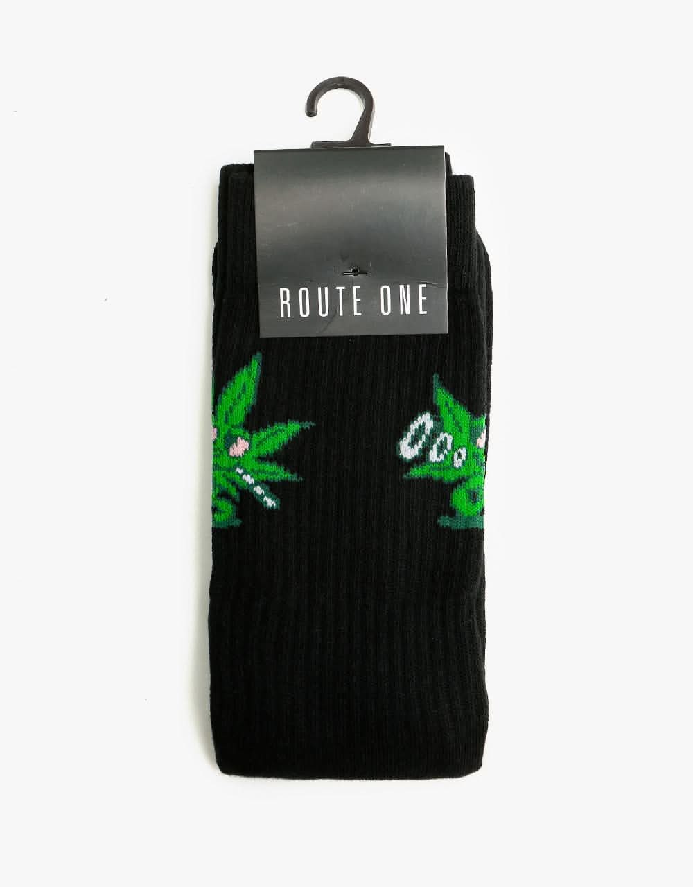 Route One Best Bud Crew Socks - Black