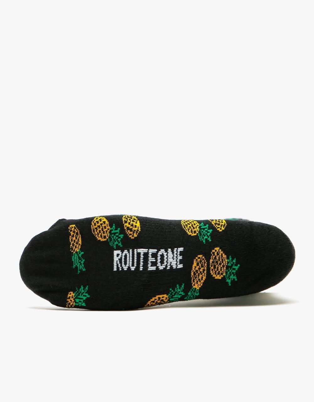 Route One Pineapples Crew Socks - Black